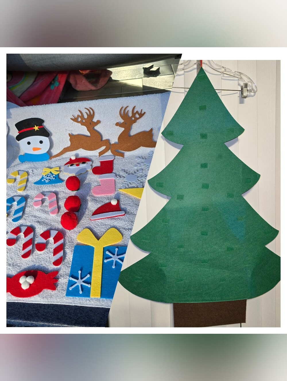 Large Felt Countdown Christmas Tree Wall Set Ornaments Holiday Kid Decor